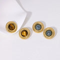 Beimai OEM Earrings 18K Gold-plated Hammered Palace Style Retro Round Titanium Steel Stud Earrings