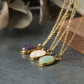 New Style Women Necklace 18k Gold Stainless Steel Base Amethyst Necklace Natural Gemstone Necklace