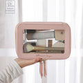Eco-Friendly Transparent Waterproof TPU Cosmetic Case Simple Style Ladies Bag Zipper OEM Clear Double Sided Makeup Bag PVC TKA