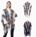 Wholesale Classic Knitted Bohemian Poncho Shawl Luxury Women Jacquard Geometric Cashmere Ethnic 135*96CM Shawls and Tassels