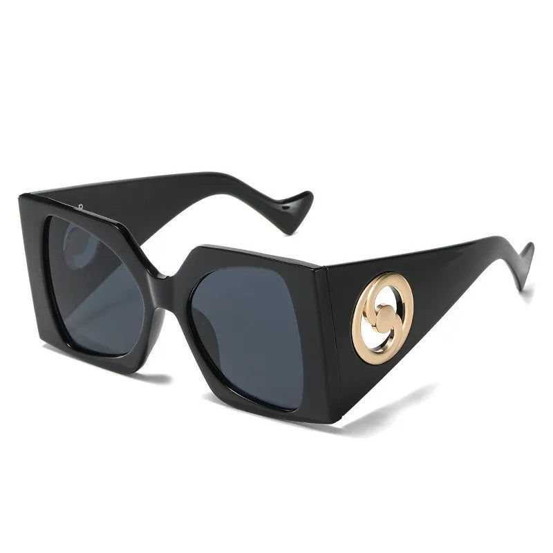 Retro Brand Designer Big square Frame Women Sunglasses Plastic Metal Frame Colorful Glasses