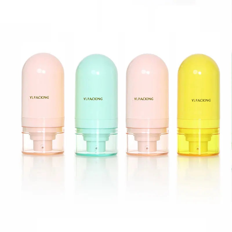 In Stock Cosmetic Tube Empey 15ml 30ml 50ml 1 oz Yellow Green Pink Down Airless Sun Screen Bottle Pump Bottle