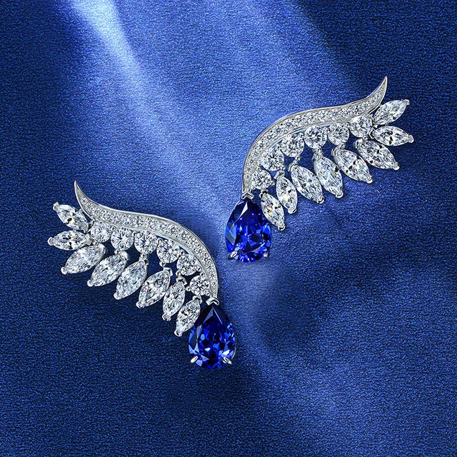 925 Sterling Silver Feather Earrings Rhodium Plated Wing Hoop Jewelry Classic Orthodox Style Fashion Accessory