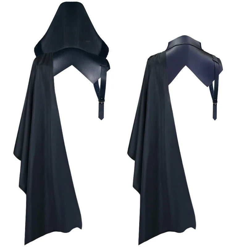 Men Gothic Knight Assassin Single Sleeve Shawl Medieval Armor Cloak Pirate Hooded Capes Anime Cosplay Costumes