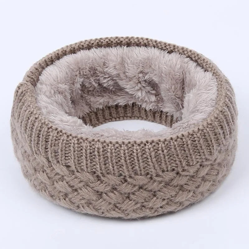 Factory Wholesale Men's and Women's Jacquard Knitted Warmer Circle Scarf With Thickened Fleece