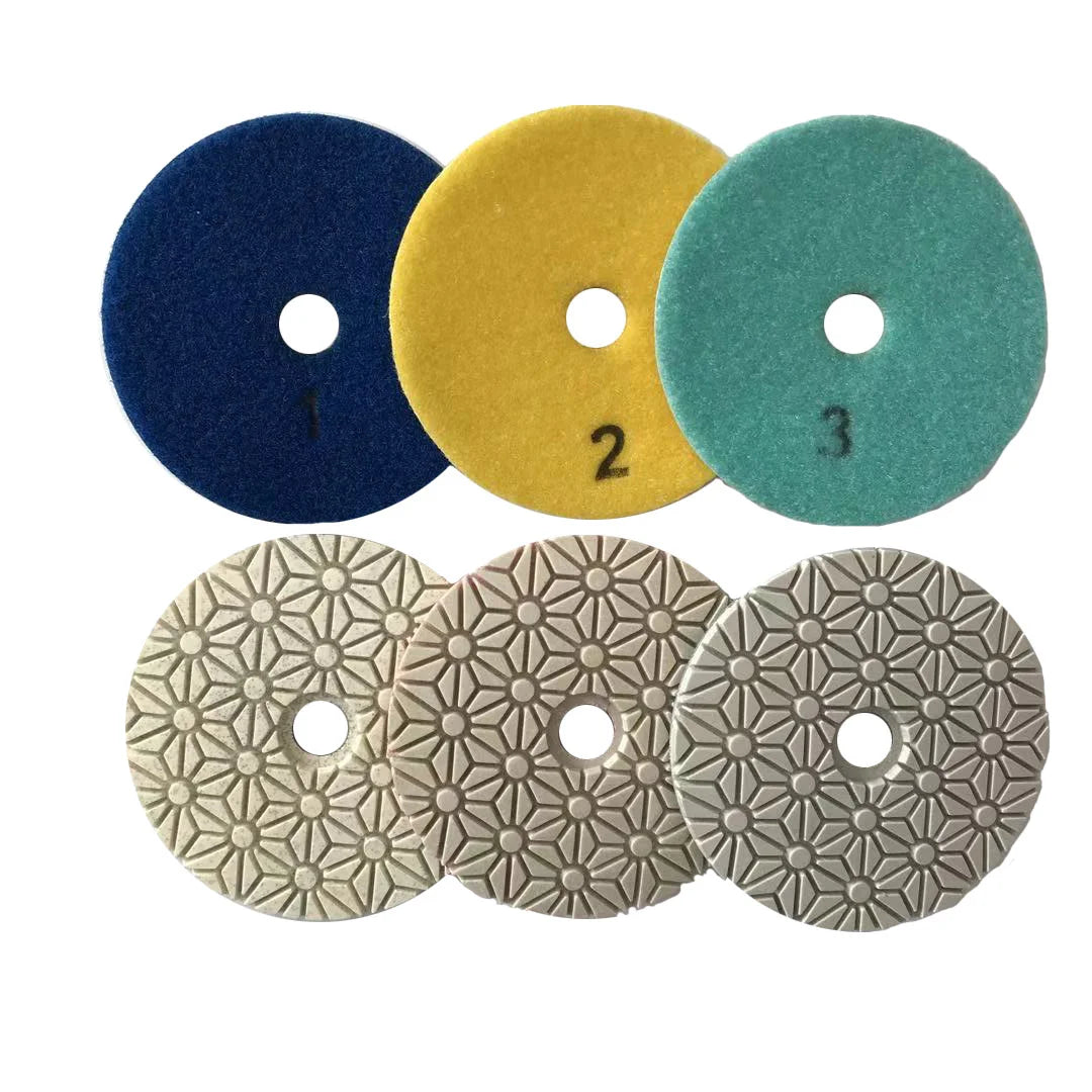 100mm 3 Step New Pattern Dry Diamond Polishing Pads White Color for Marble Granite Stone Quartz