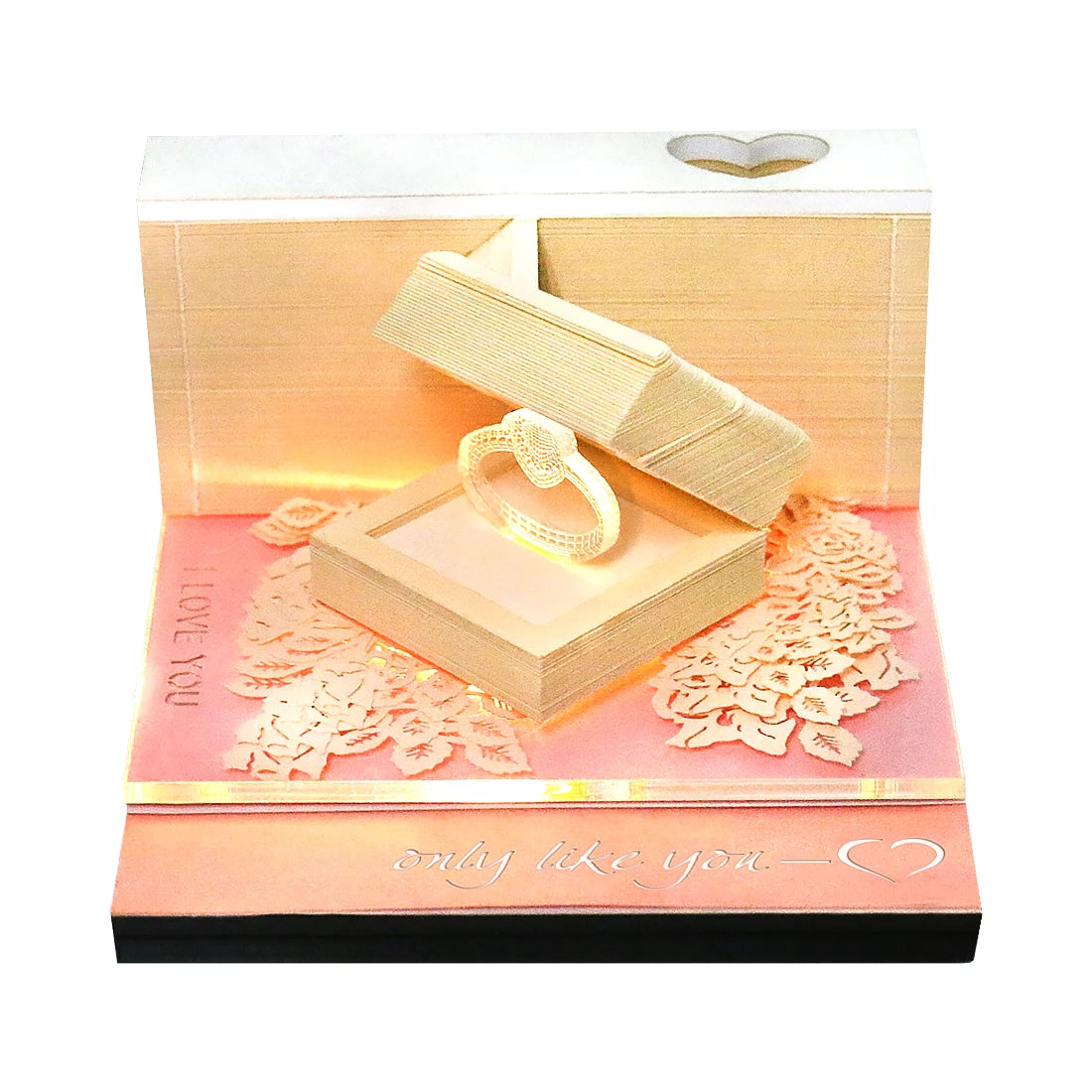 Customized Gifts Romantic Ring Box Custom 3D Memo Pad Block Sticky Note Notepad Holiday Birthday Luxury Funny Gifts for Women