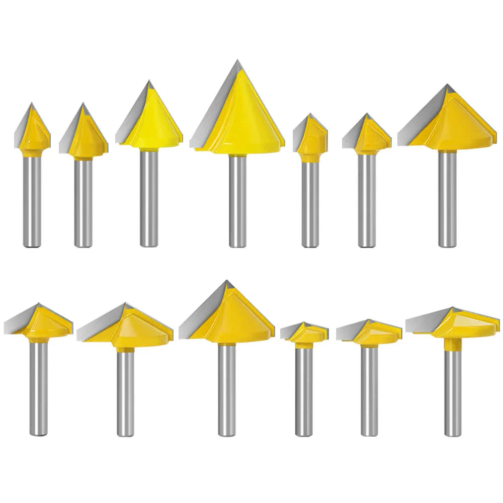 6mm Shank 60 90 120 150 Degrees Woodworking V Grooving Router Bits Milling Cutter for Wood Trimmer Engraving CNC Carpentry Tools