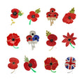 Wholesale British Remembrance Day Crystal Rhinestone Red Flower Rose Brooches Pin