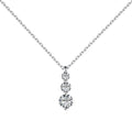Dylam Classic 925 Sterling Silver Rhodium Plated 3 Stone 5A Cubic Zirconia Bar Shape Pendant Necklaces