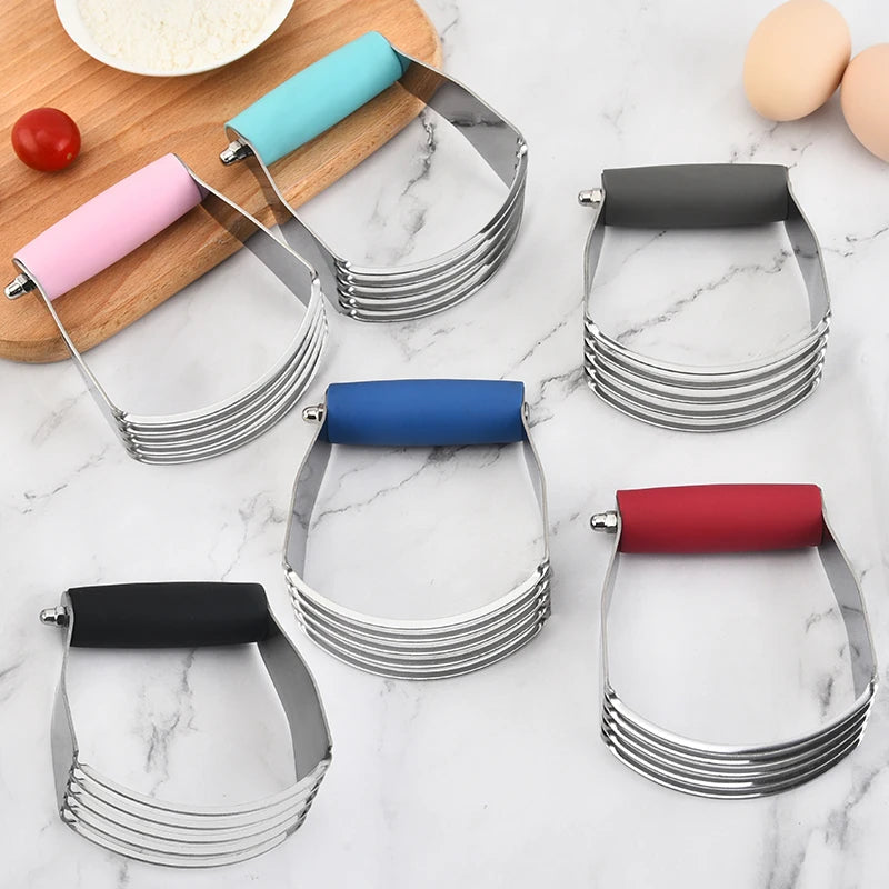 Medium Big Size Stainless Steel Pizza Pastry Blender Cutter Set 5 Blades with Chef Dough Blender Metal Tool