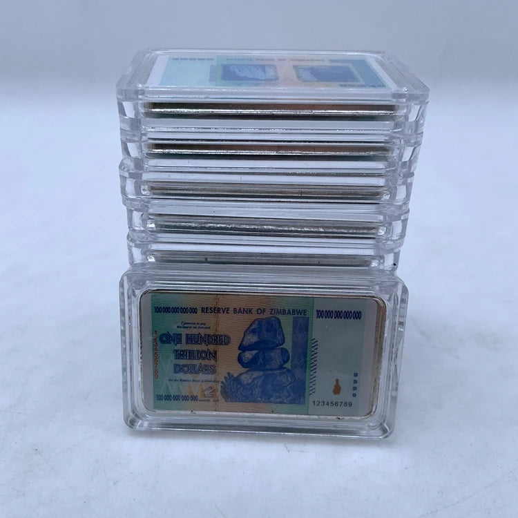 Zimbabwe Banknote Silver Plated Blue Gold Plated 100 Trillion Dollars Ingot Metal Crafts Zimbabwe Coin Bullion