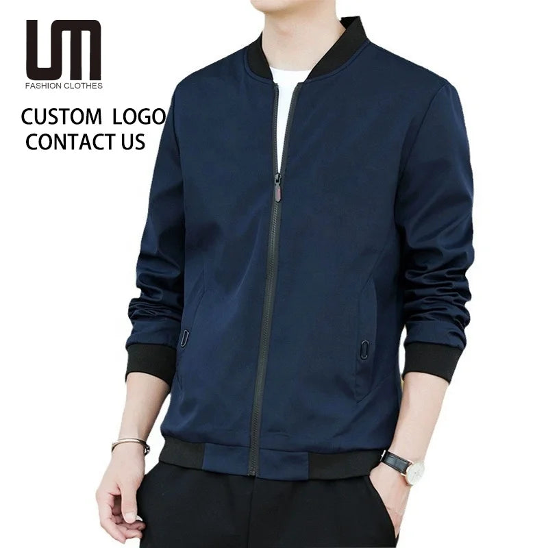 Clearance Sales Autumn Men Bomber Jacket - Stand Collar Zipper Coat Long Sleeve (Casual Plus Size Outerwear Bulk Order)