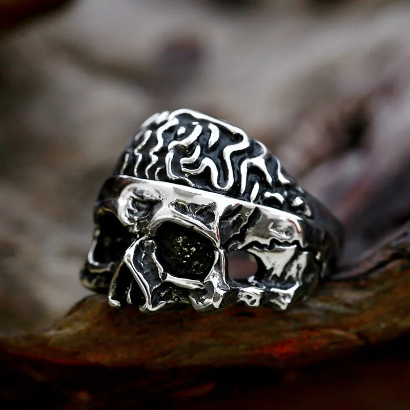 SS8-1196R Steel Soldier Stainless Steel Skull Ring Punk Biker Gothic Men's Ring Movie Cool Jewelry for Men