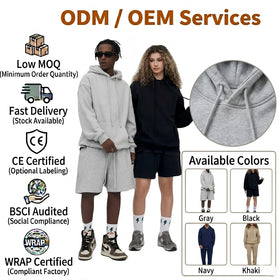 OEM Tracksuits Hoodies Sweatshirts Short Sets Terry Cotton High Quality Winter Custom Clothing for Unisex