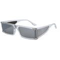 Vintage Rectangle Sunglasses Women Small Frame Mirror Sun Glasses Silver Black Lens Men One Piece Punk Eyeglasses Gafas Shades