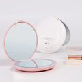 Zonyin Wholesale Folding Portable Makeup Mirror Plastic Magnifying Handheld Pocket Travel Mirror Vanity Mirrors with Lights