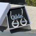 QIUHAN ODM Nameplate Necklace Ice Out 22mm Hoops Jewelry Custom Bling Earring Set