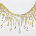 Wholesale Diamond Necklace with Tassel and Droplet Shaped Chain Flat Back Glass Rhinestones for Wedding Dresses Ethnic Clothing