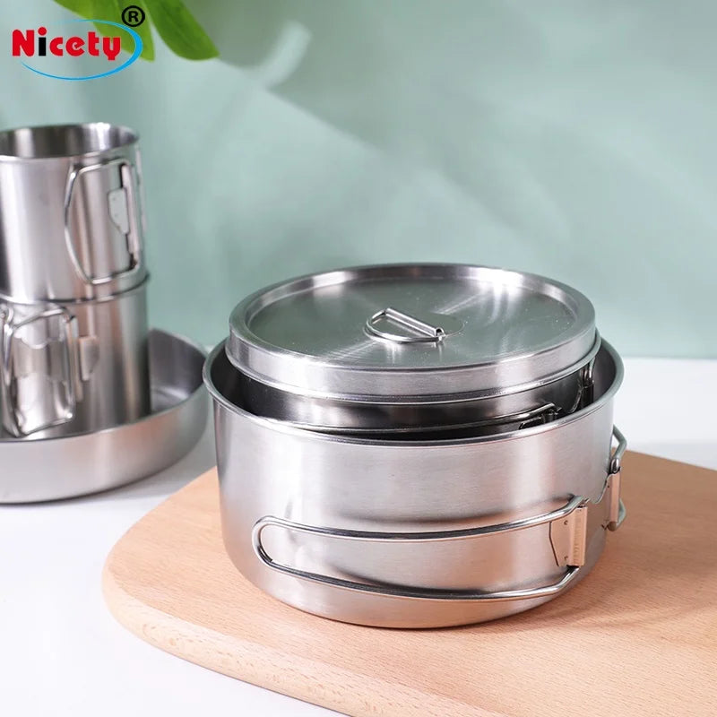 Nicety Wholesale Camping Supplies for Hiking Camping Cookware Mess Kit Outdoor Cooking Set Portable Foldable Camping Cookware