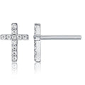 Cute Design S925 Sterling Silver CZ Cross Stud Earrings Silver Jewelry for Women XDH1187