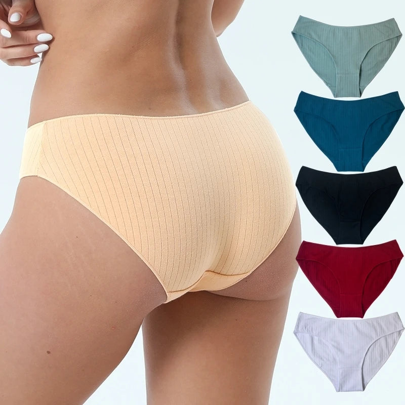 Women's Panties Sexy Lingerie Cotton Briefs Mid Waist Comfort Solid Color Panties Female Underwear