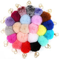 Factory Wholesale Custom Christmas Pompom Fluffy Soft 8cm Fake Rabbit Fur Ball Keychain
