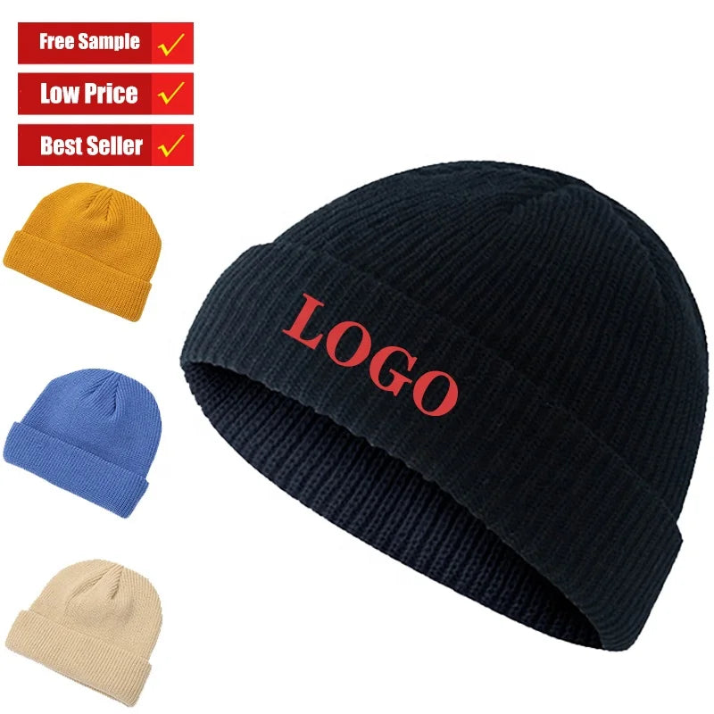 Low Price Plain Multi Color Skullcap Cuff Beanie New Melon Knitted Hat Fall Winter Warm Hats With Custom Logo Landlord Hat