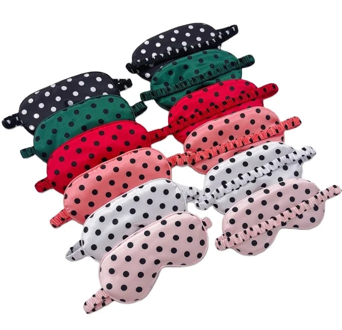 Soft Dot Silk Eye Cover   Eyeshade Mask Satin Night Blindfold for Women Men