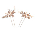 Fashion Crystal Pearl Bridal Headdress Accessories Handmade Gold Leaf Hair Pins for Women