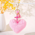 Resin Cross Heart Plush Fluffy Pompom Charm Keychain Cute Fur Butterfly Pom Pom Hairball Tassels Pendant Key Chain Accessories