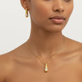 CLIORO Waterproof Stainless Steel Necklace Earrings Jewelry Set Gold Plated Water Drop Zircon Pendant Shiny Jewelry for Women
