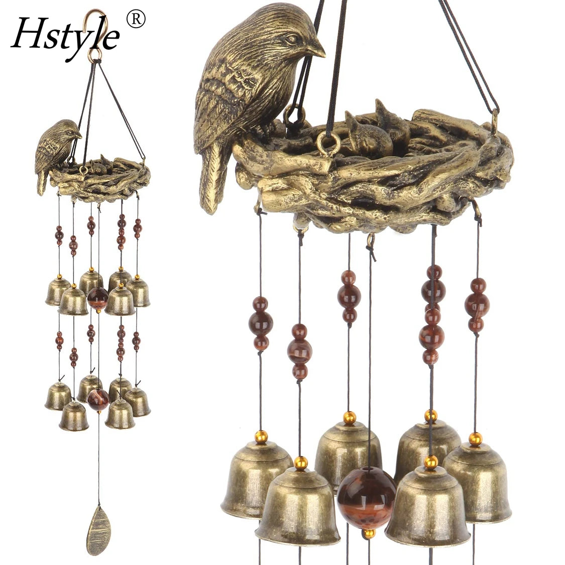 Bird Nest Wind Chime Bird Bells Chimes Glory Mother's Love Gift Garden Backyard Church Hanging Decor Bronze