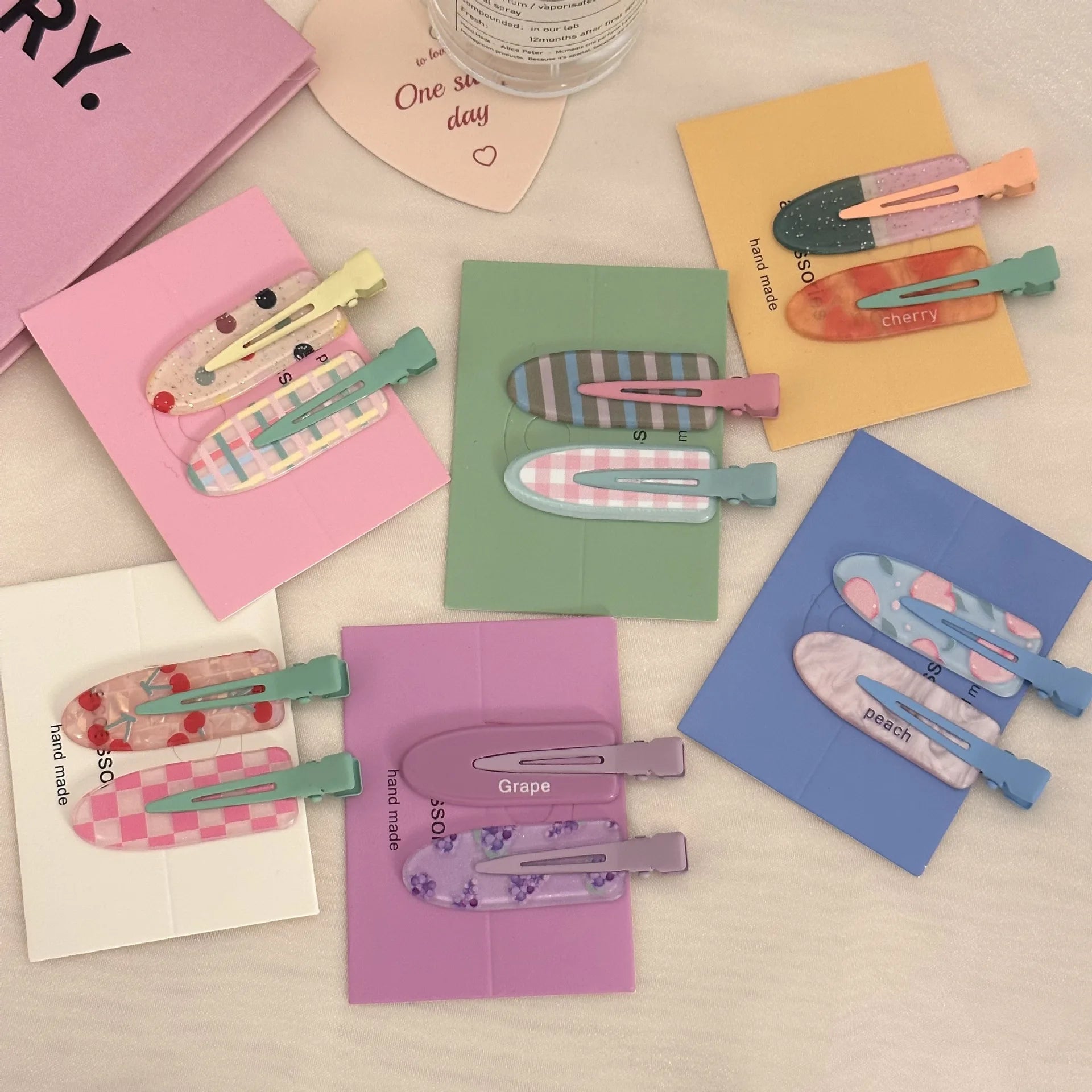 SongMay Cute Grape and Watermelon Resin Hair Pins Spring Juice 2pcs/card Sweet Style China Hair Accessories for Women