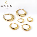 Ason Fashion 18K Gold Plated High Quality Stainless Steel Hoop Earrings Allergy Prevention Round Twist Hoop Earrings