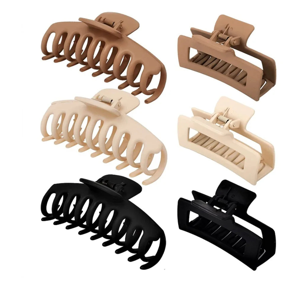 Arge Matte Square Nonslip Hair Claw Clips Strong Hold Big Neutral Hair Accessories