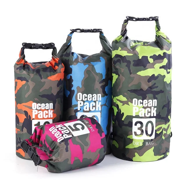 Wholesale Outdoor Camouflage Ocean Pack 5L 10L 20L 30L PVC Ocean Pack Waterproof Dry Bag for Floating Boating Fishing Swimming