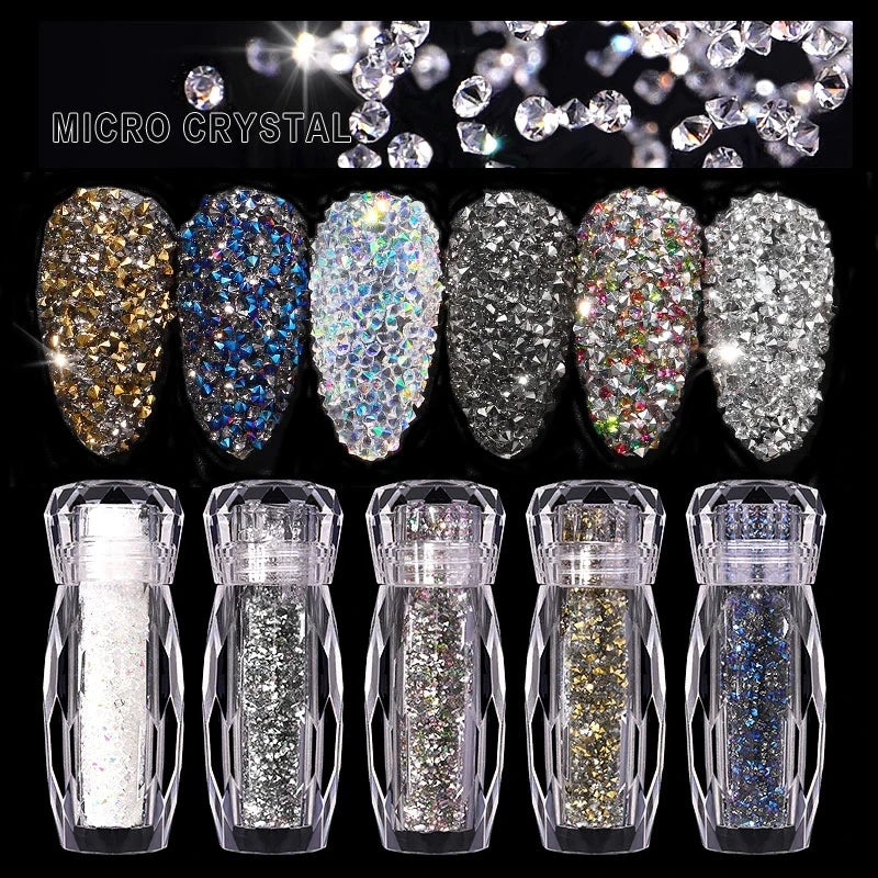 Misscheering Multicolor Crystal Nail Rhinestones Shiny Mini Pixie Caviar AB Glass Nail Art Decorations Accessories