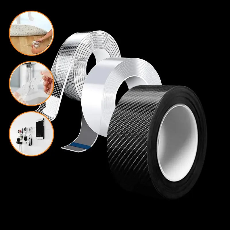 Foraypack Double Sided Washable Adhesive Tape  Strong Viscosity Self Adhesive Transparent Nano Tape