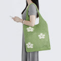 Hot Sale Chic Women's Knitted Crochet Beach Tote Bags Three Flowers Hollowed Design Winter Autumn Portable Factory Wholesale