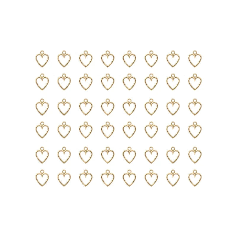 Hot Sale 100 Pcs Hollow Heart Charm Jewelry Making Kitsfor DIY Christmas Tree Necklace Bracelet Keychain Earring Supplies