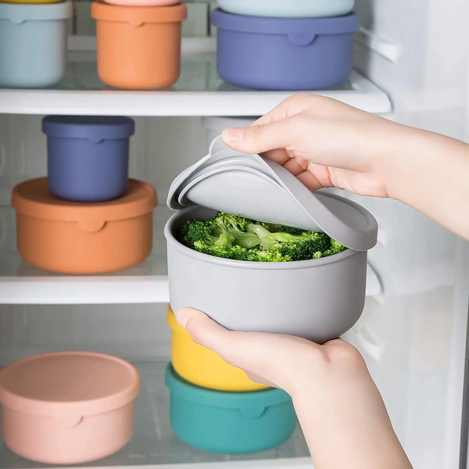 Reusable Lunch Bowl Portable Silicone Food Container Office Workers Kids Divided Lunch Box Bento Lunch Box For Children