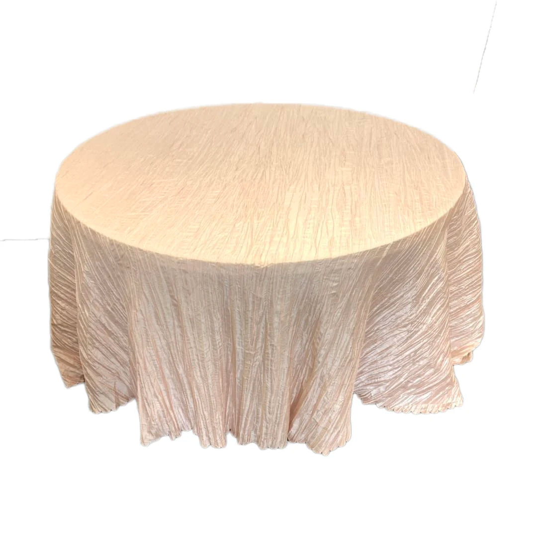 Wrinkled Crushed Round Taffeta Tablecloth for Weddings Banquets or Restaurants
