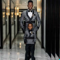 New Handsome Men Suits Custom Made Shawl Lapel Double Breasted With Belt Wedding Pocket Groomsmen Costume Pour Homme Blazers
