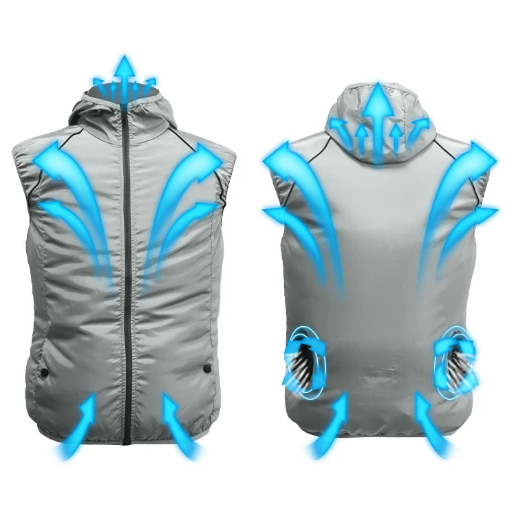 In Stock Unisex UV protection 5V USB Rechargeable Battery Powered Electric air Cooled Jacket Fan Vest Summer High Temp Outdoor