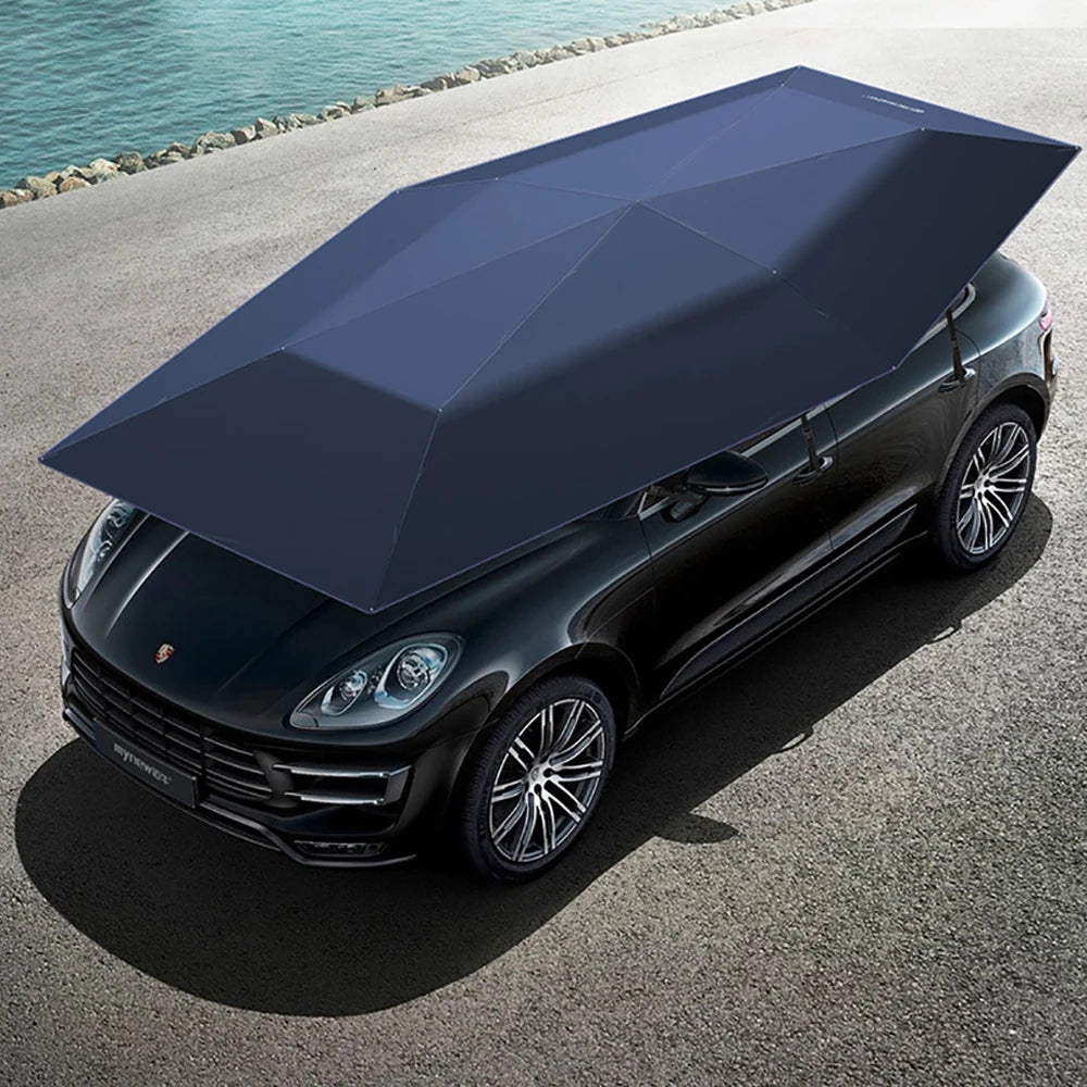 FEAMONT 4.2m Waterproof Car Roof Shade Cover Semi-Automatic Car Umbrellas Made of Oxford Fabric Premium Car Cover
