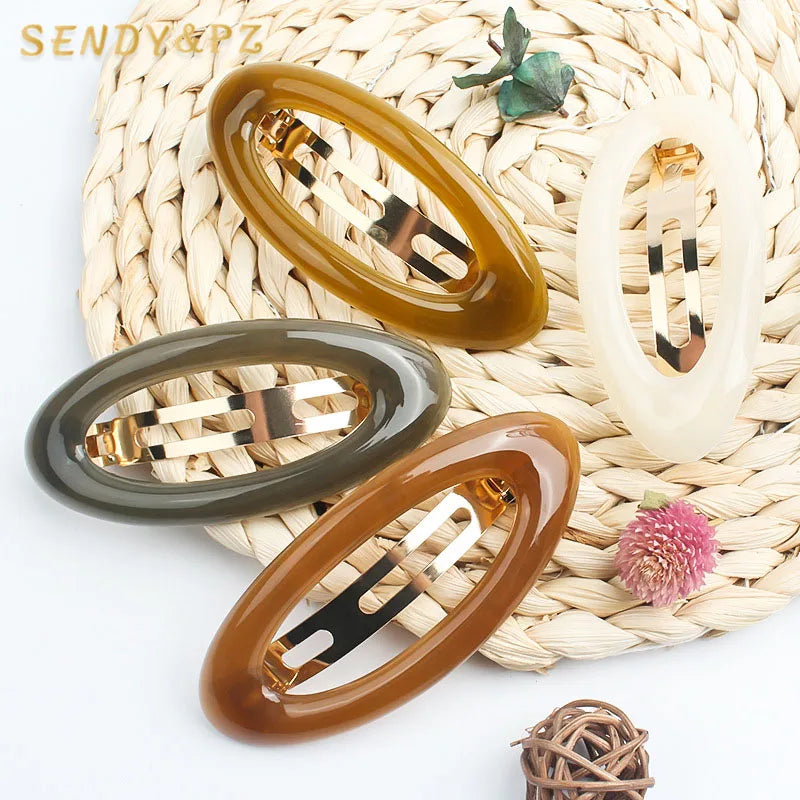 10cm New Simple UV Oval Spring Hair Clip Premium Plastic Hair Clips Hairpin for Girls Hair Accessories Wholesale
