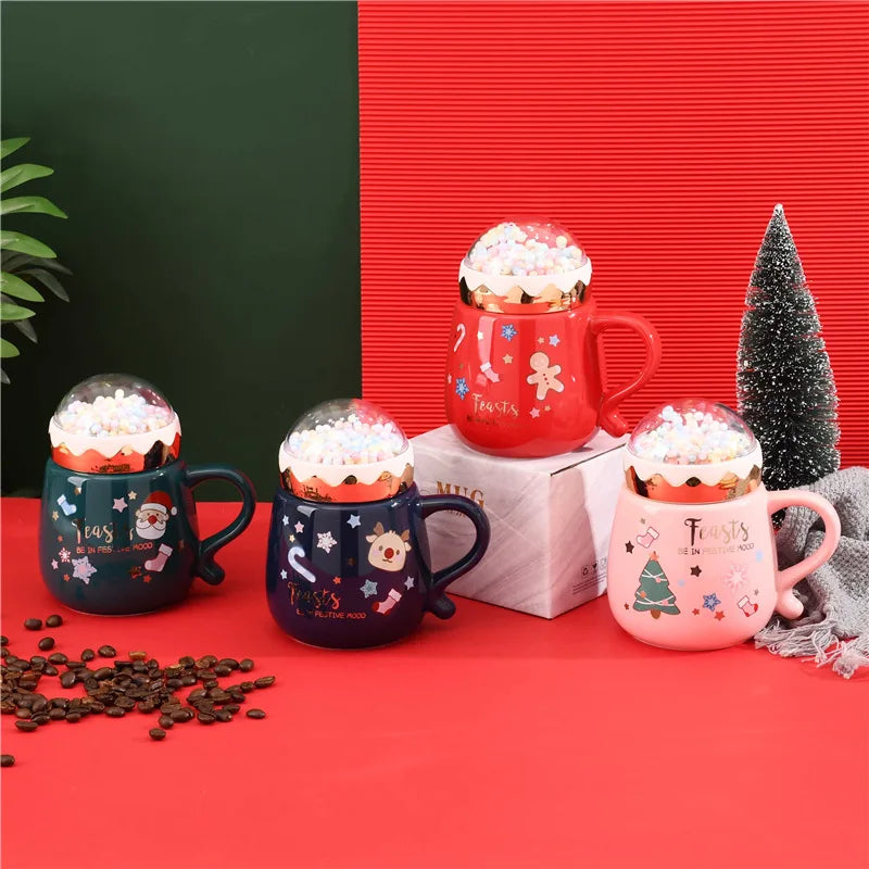 Santa Claus Cute Creative Ceramic Christmas MugsKids Gift Set Christmas Girls Christmas Tumbler