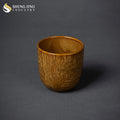 Vintage Wood Grain Design Gold Color Glaze Ceramic Cups Wholesale Porcelain Tableware Round Tea Cup Mugs for Restaurant Hotel