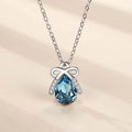 Unique Stone Butterfly Chokers Necklace 925 Solid Sterling Silver Zirconia Teardrop Blue Crystal Pendant Trendy Chain